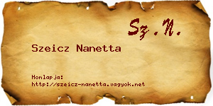 Szeicz Nanetta névjegykártya